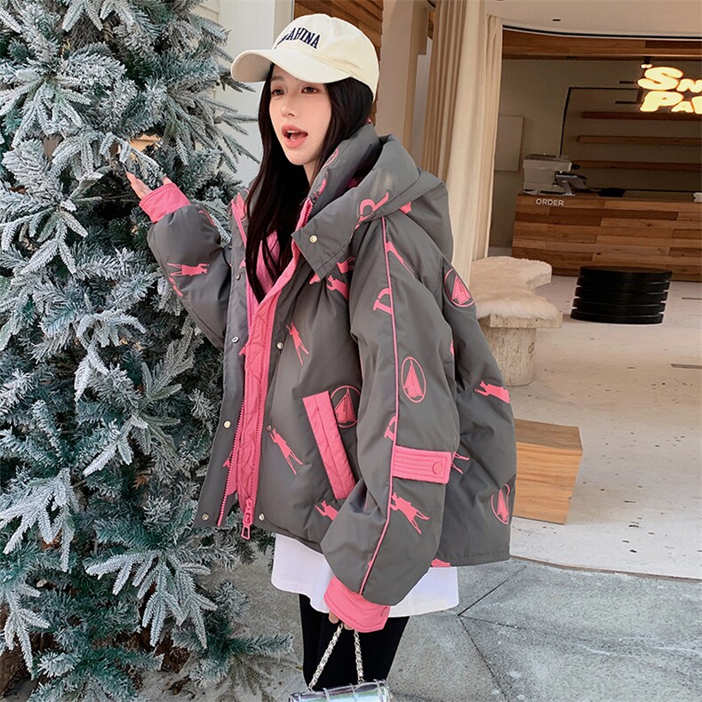 现货：2026年冬装新款设计感撞色印花羽绒服2C135-6856P295K428,女装羽绒服,2C135