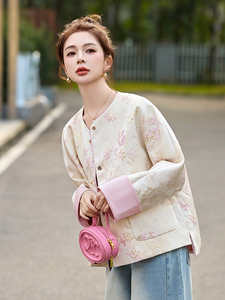 新中式国风提花刺绣短外套女2025春新款小香风独特漂亮高级感上衣图片