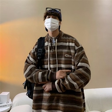 条纹复古美式休闲男女森山系老爹欧美拉绳卫衣绒面280克Y8509P38，男装卫衣，星座1116-2