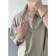 厚款拉链开衫衬衫五分袖男KD676-P60，男装T恤，电商D312-1