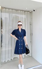 【现货】欧版两色双排扣连衣裙，女装连衣裙，衣生缘