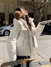 现货新款东大门加厚保暖羽绒服百搭连帽面包服女装外套女，女装羽绒服，网红馆