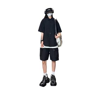 量大优 供视频 泡泡纱夏款短袖衬衫衬衫工装短裤男 TZ17-特p55图片