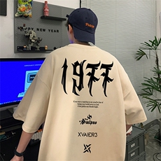 抖音得物二开现货220克夏装重磅美式高街宽松短袖t恤MT101，男装T恤，电商A486-1