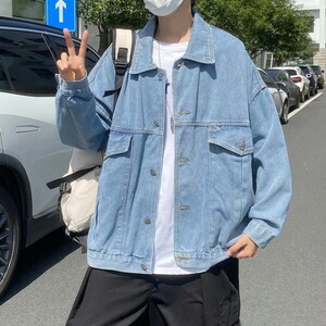复古阔版牛仔外套女2024春秋季宽松简约休闲气质流行上衣 JX302图片