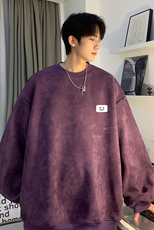 抖音品质麂皮绒笑脸小标简约宽松圆领卫衣JK23341特批36控59，男装卫衣，星座605(原A050)
