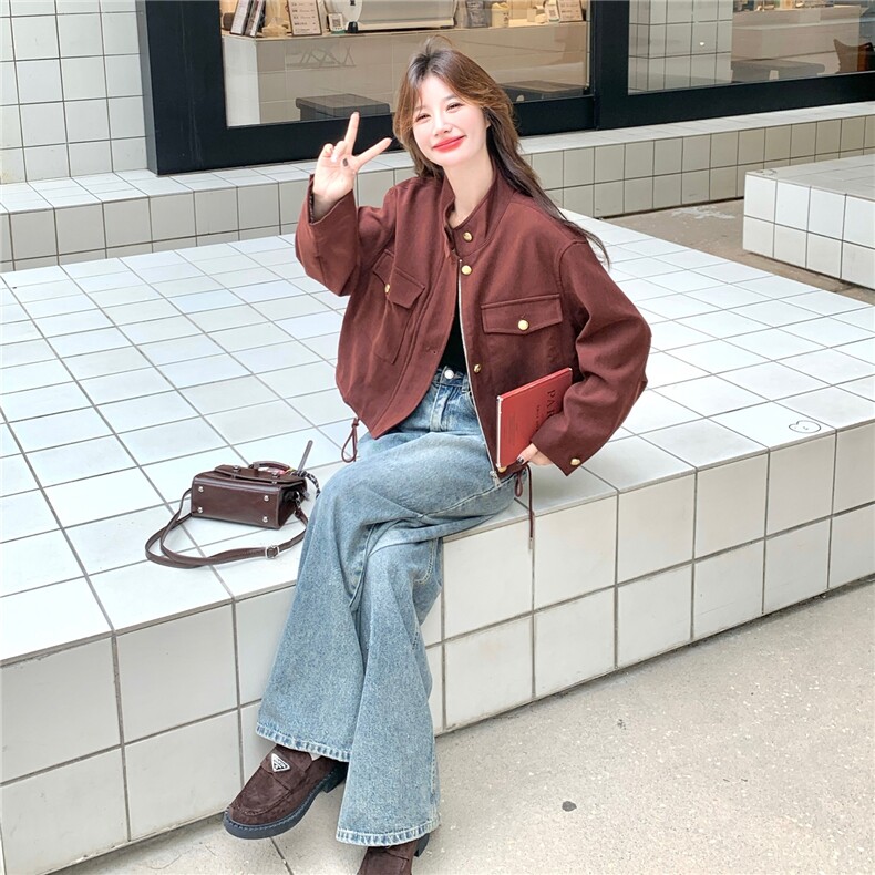 又酷又飒复古外套女2025秋季新款设计感洋气减龄复古时髦夹克上衣,女装短外套,2C012