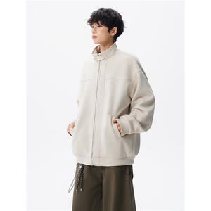 复古麂皮绒立领外套男女潮牌大码春秋飞行夹克美式外套JK5210/P80,马甲羽绒服怎么搭配男士图片