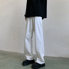 白色牛仔裤男女韩版潮流直筒百搭修身2024秋冬ins长裤RK2171-P35，男装牛仔裤，星座412-2