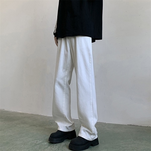 白色牛仔裤男女韩版潮流直筒百搭修身2024秋冬ins长裤RK2171-P35图片