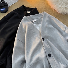 8XL-M春季开衫V领卫衣男港风日系慵懒风痞帅长袖上衣服外套KS001，男装卫衣，电商B312