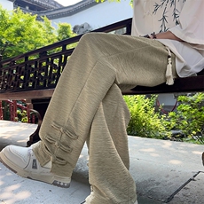 A316-1-K1240特P38控68无差价新款2024风盘扣肌理冰丝直筒裤，男装休闲裤，星座906（原电商a316-1）