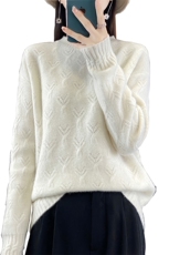 2024年秋季圆领套头长袖纯色时尚羊毛针织衫，女装羊毛衫，若菲羊绒