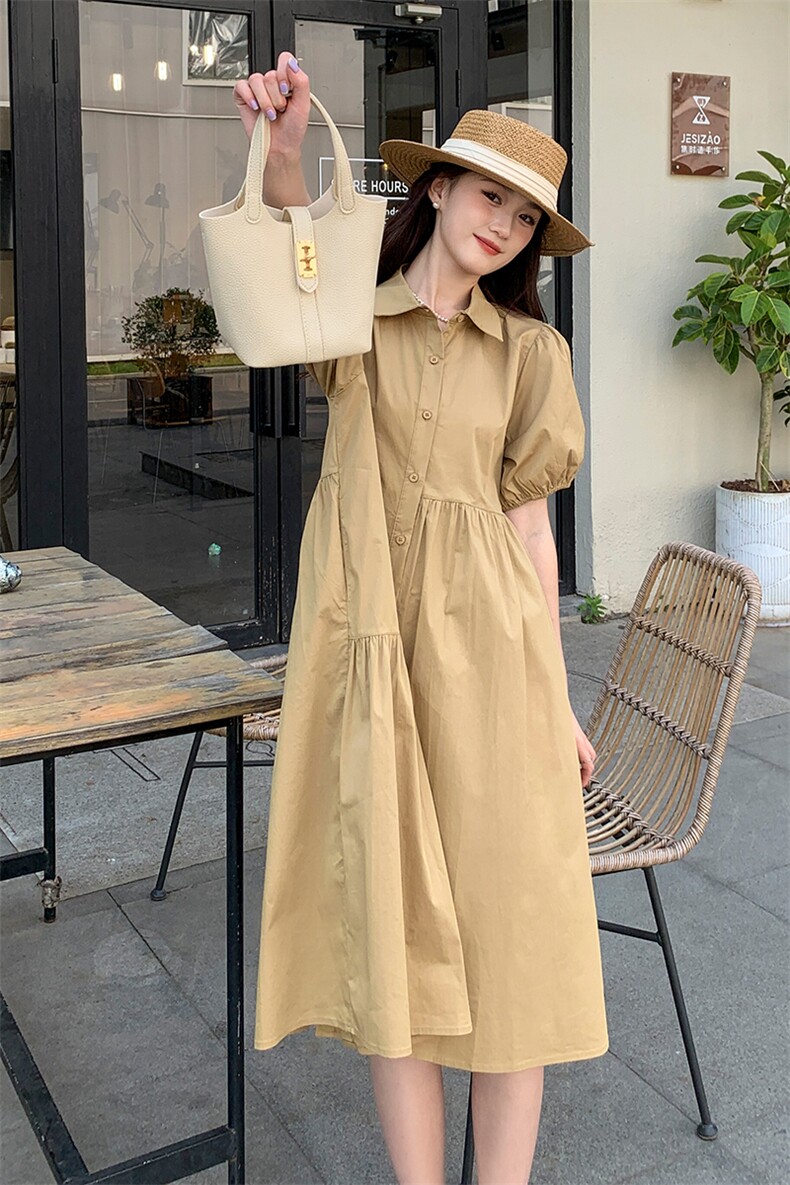 《现货新品》翻领宽松舒服衬衫连衣裙,女装连衣裙,MQ