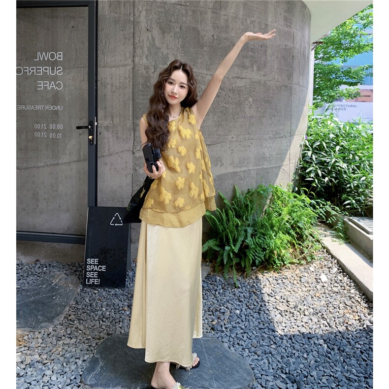 新中式国风刺绣花衬衫半身裙套装女夏2025新款两件套绝美减龄穿搭,女装套装/套裙,2C129