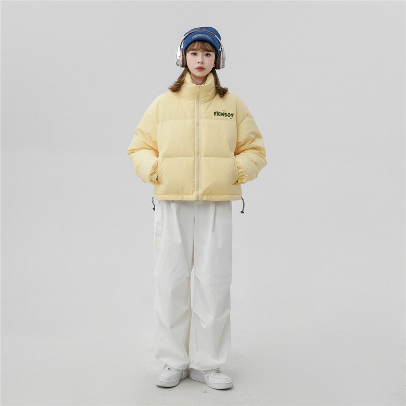 中性风休闲字母印花面包服时尚宽松立领棉服A268-MY502P85控118,男装棉衣,电商A268