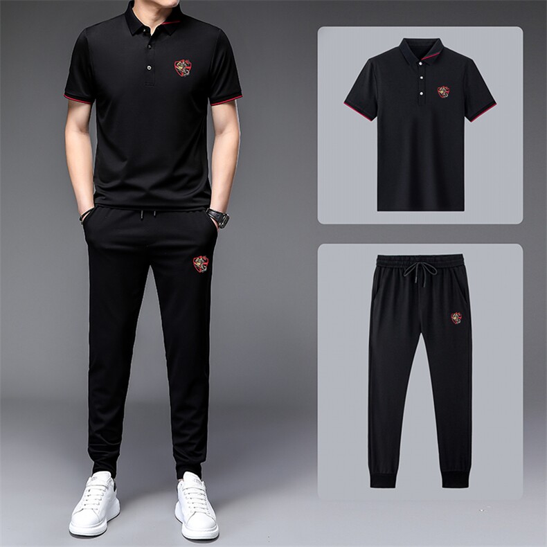 运动套装男春夏季新款潮服饰休闲运动服两件套冰丝感透气耐磨速干,男装休闲套装,电商B212（原钱塘6029）