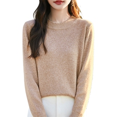 2025秋冬圆领基础款百搭长袖毛衣女宽松显瘦长袖针织内搭打底衫新，女装针织衫/毛衣，暖烁特种纱工厂店