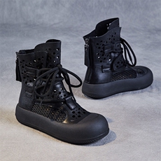 A1084-P255头层牛皮凉靴厚底休闲洞洞短靴春夏新款镂空马丁靴女，女鞋长靴，星座1407-6