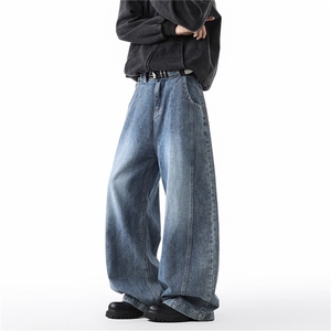 网图潮牌水洗复古阔腿牛仔裤痞帅拼接弯刀长裤 A025-ZN6223-P40，男装牛仔裤，电商A025