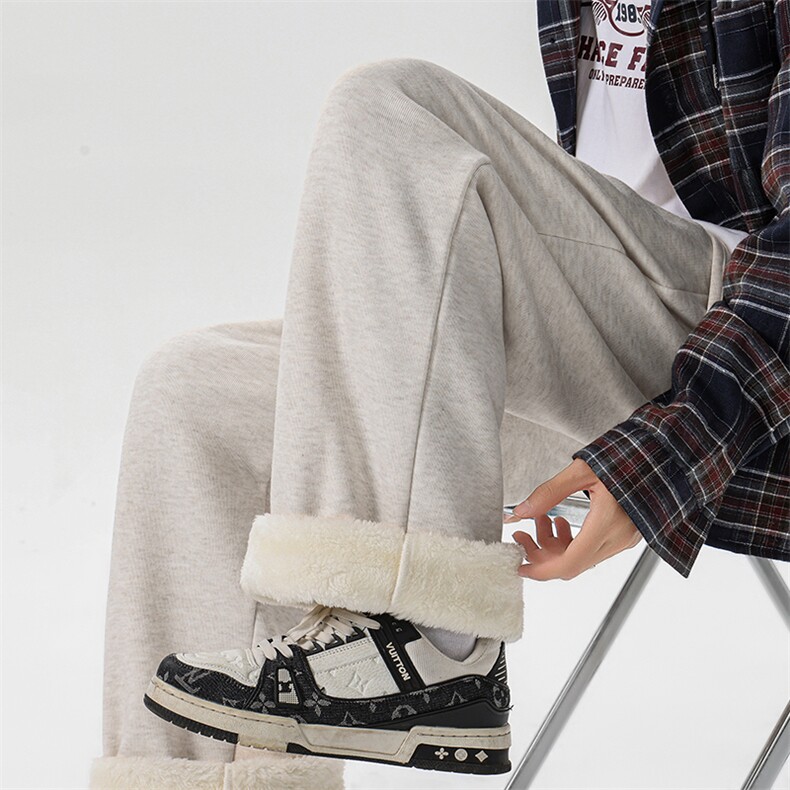 8XL-M特大码工装加绒裤男纯色宽松裤卫裤休闲基础款K995P65，男装休闲裤，电商D206-1