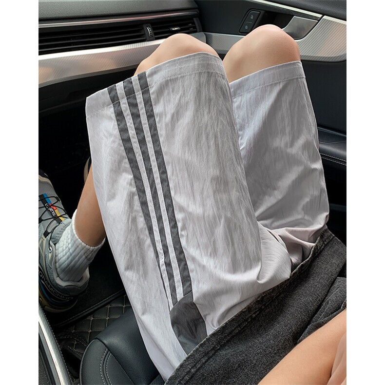 美式条纹速干休闲短裤男夏季薄款直筒三条杠五分裤潮牌篮球运动裤图片