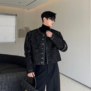 可拆皮袢亮片拼皮小香外套W2389图片