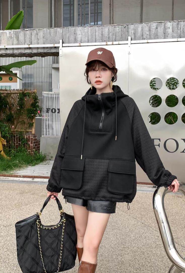 爱美欧，现货，拼接卫衣加厚，女装卫衣/绒衫，爱美欧