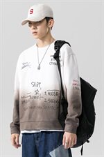 潮牌渐变色长袖卫衣男士休闲圆领上衣服宽松套头衫DF17T，男装卫衣，电商A102