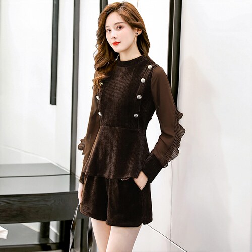 2021年春季新款时尚百搭减零气质两件套下单送项链，女装职业装，韩美纤衣