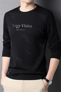 长袖T恤男2023春秋季休闲宽松百搭中年爸爸装套头男士卫衣服图片