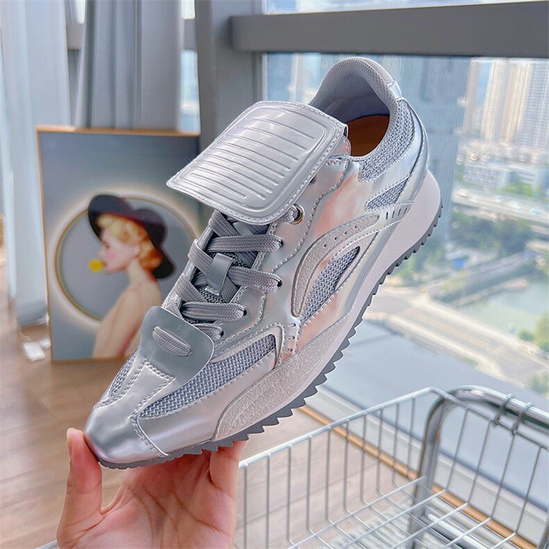 真皮运动鞋女2024秋季新款尖头百搭老爹鞋女休闲厚底鞋时尚女鞋潮,女鞋休闲鞋,电商A223