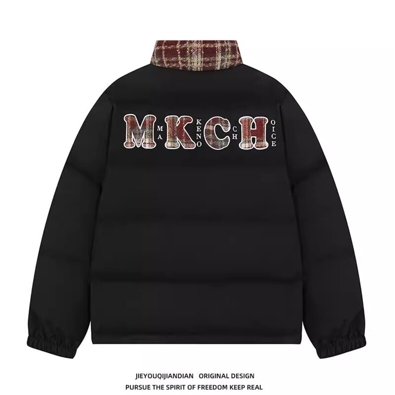 假两件美式复古格子拼接刺绣棉衣面包服TT101P75,男装棉衣,星座1013-5