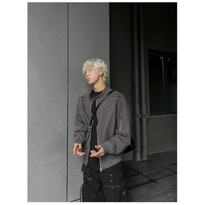 W10542-P75网图现货新款设计感宽松百搭棒球服夹克外套高品质,男装夹克,星座1608