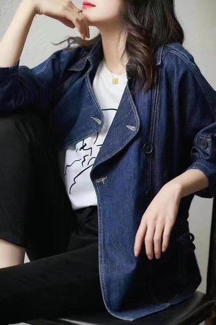 秋季新款牛仔风衣，女装风衣，依尚秀