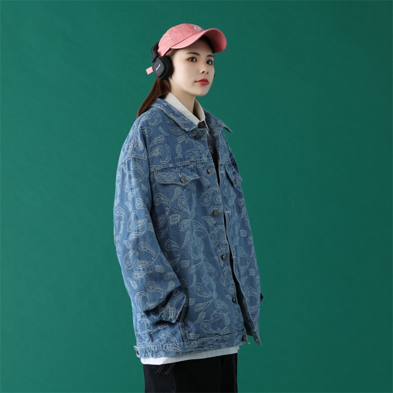 2024春装新款大码腰果花男士牛仔夹克情侣牛仔外套JK205-P85，男装夹克，电商A158-1