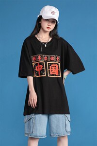 夏季爱印花中性风三色宽松T恤 A071-5502-P25（控38）图片