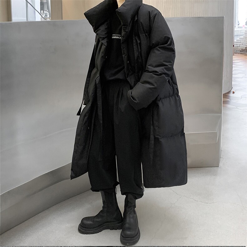 高个子棉服男2024年新款冬季美式高街暗黑大码加厚立领中长款外套,男装棉衣,电商B280-1（原A049）