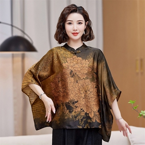 2024年新款桑蚕丝女装料重缎香云纱时尚洋气优雅新中式贵妇上衣图片