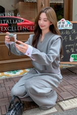 衬衫拼接灰色休闲运动套装女春秋高级感时髦洋气卫衣两件套减龄，女装套装/套裙，先锋丽姿