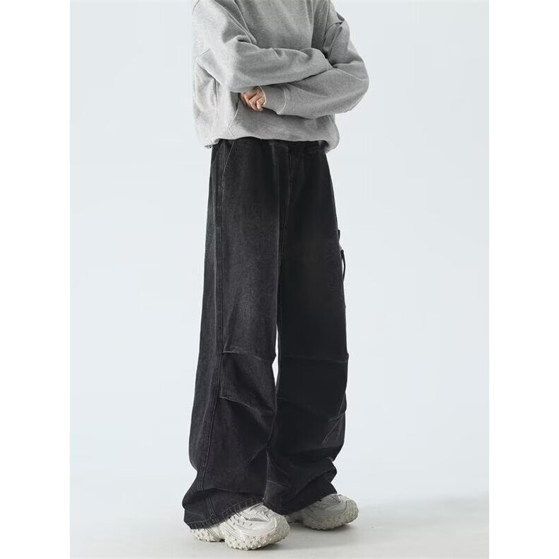 多口袋工装牛仔裤痞帅cleanfit裤子宽松阔腿伞兵裤K70846-P48网图,男装牛仔裤,电商B245