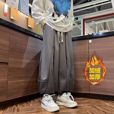 加绒加厚休闲裤秋冬季高街宽松束脚卫裤A769P40常规35，男装休闲裤，星座1116-2