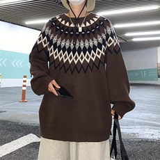 秋冬季ins高街菱格提花针织衫美式街头情侣宽松毛衣外套M704-P40，男装针织衫/毛衣，星座512-2