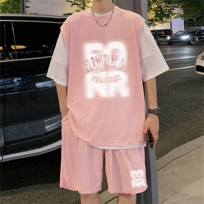 华夫格套装潮流休闲短袖短裤两件套FTZ3062-P55控78,男装牛仔裤,电商B370