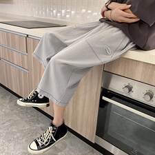 港风男士宽松直筒潮流运动休闲ins潮牌七分裤DK7107-P37控58，男装休闲裤，星座717
