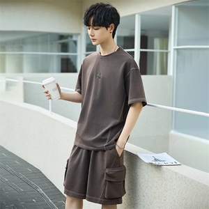 短袖T恤套装男25新款夏季休闲运动服搭配帅气短裤两件套3273-P155