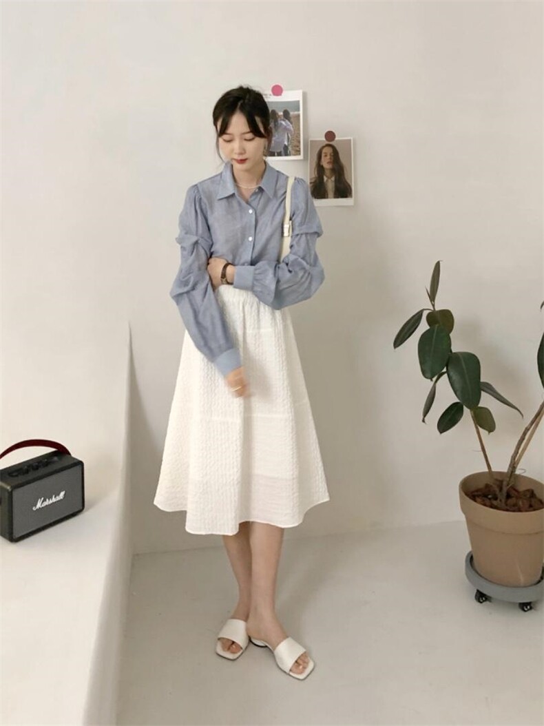 袖子打褶衬衫，女装衬衫，TVMV(4F)