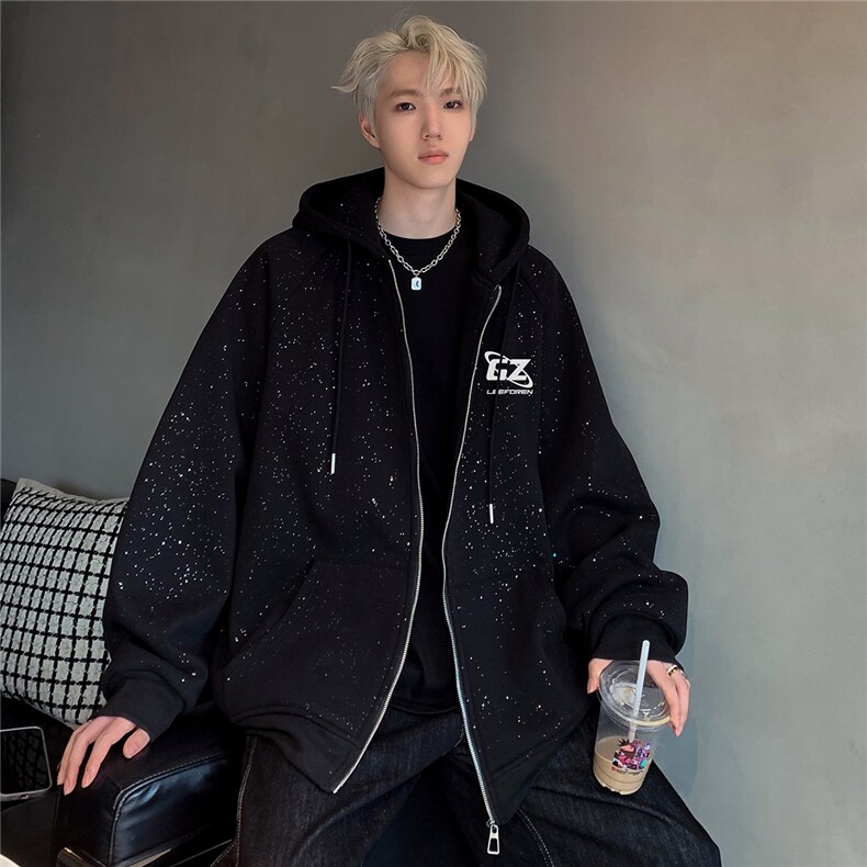 满天星开衫连帽卫衣男女春秋季两片拉链款夹克外套JK203-P78,男装夹克,电商C307