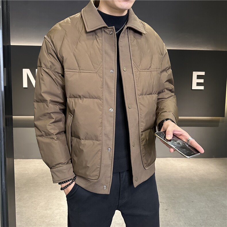 冬季新款白鸭绒防寒加厚翻领简约羽绒服外套上衣男YR116P165,男装羽绒服,电商B226
