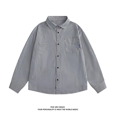 秋季新款Q2476-TP2538蓝色条纹衬衣男口袋侧边缝标长袖衬衫，男装衬衫，电商A102